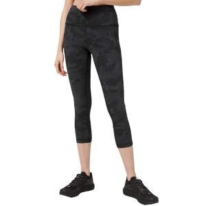 Lululemon Pace Rival Crop Leggings Size 10 Camo Gray Black Inseam 22” Running